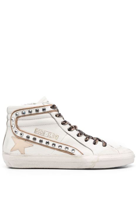 White Slide crystal embellished hi top sneakers women GOLDEN GOOSE divincenzoboutique